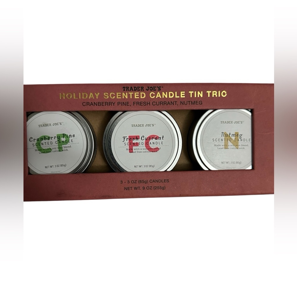TRADER JOE’S HOLIDAY SCENTED CANDLE TIN TRIO NIB